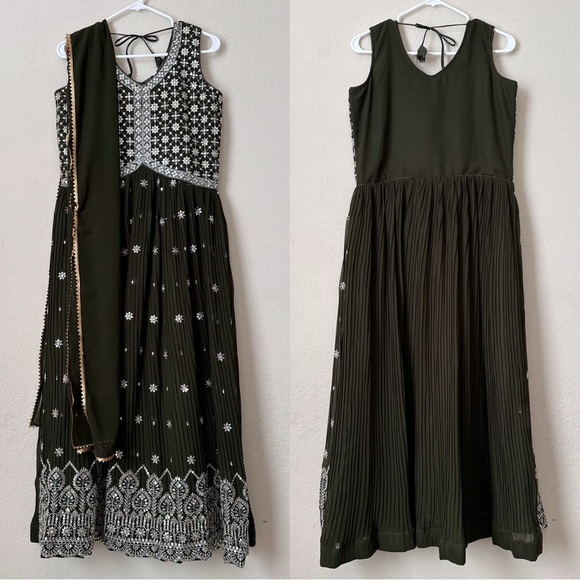 Other - NEW Olive Green Alia Cut Salwar Party Set